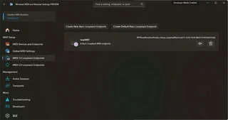 MIDI 1.0 Loopback Endpointsを作成